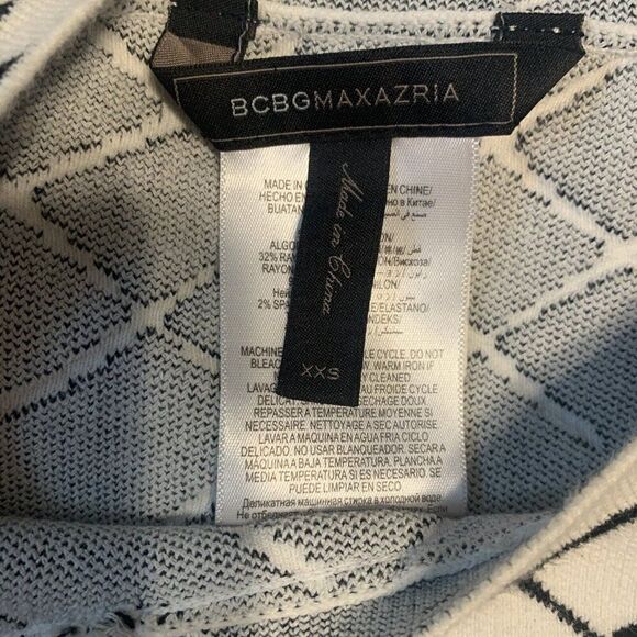 bcbg maxazria Black White Crew Neck Long Sleeve Sweater Top Xxs - Picture 5 of 8
